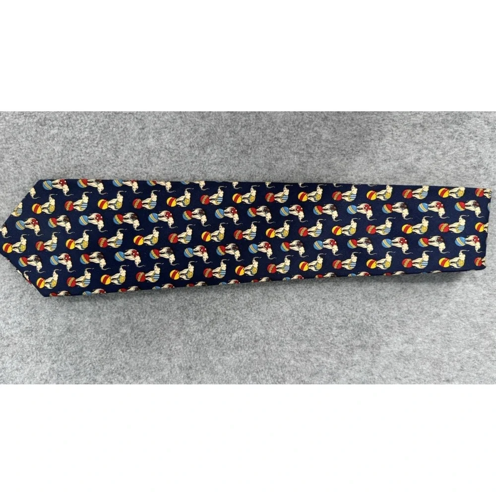 Brooks Brothers Makers Silk Necktie Circus Elephant Print Novelty USA Made‎